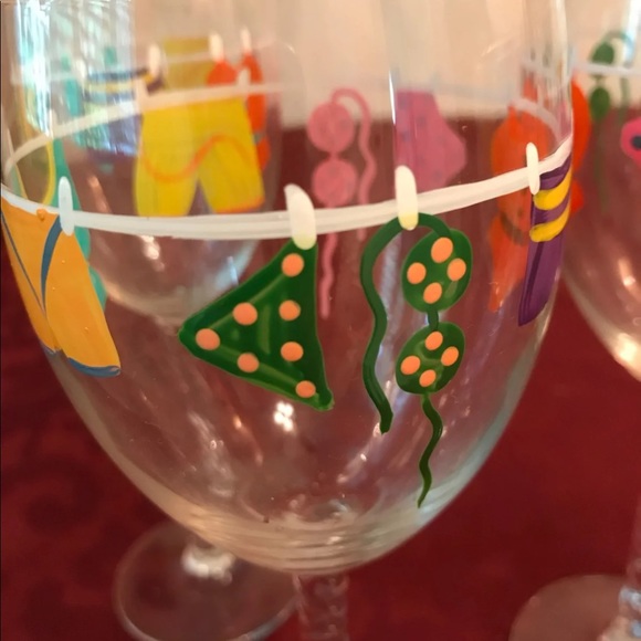 Set 4 Hand Painted Wine Glasses - Picture 2 of 6